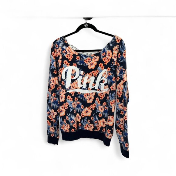 Pink - Victoria's Secret Open Shoulder Tropical Pullover Sweatshirt - Large - Picture 3 of 4